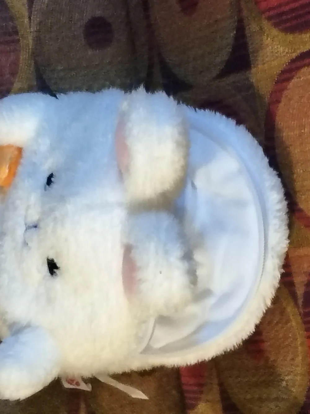 American Greetings White Plush Cosmetic Bag with Pumpkin Accent